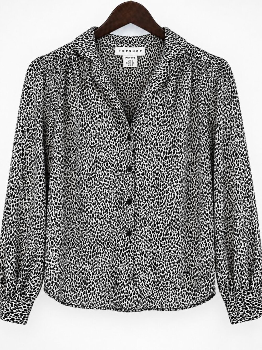 Topshop Petite Black & White Animal Print Blouse